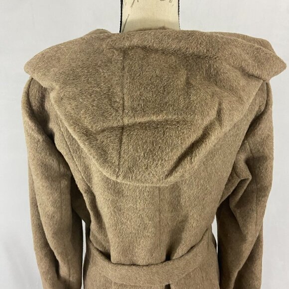 Cole Haan Women's Tie-Waist Wool & Alpaca Blend Wrap Coat Sz 12 Maple Sugar NWOT - Picture 7 of 15